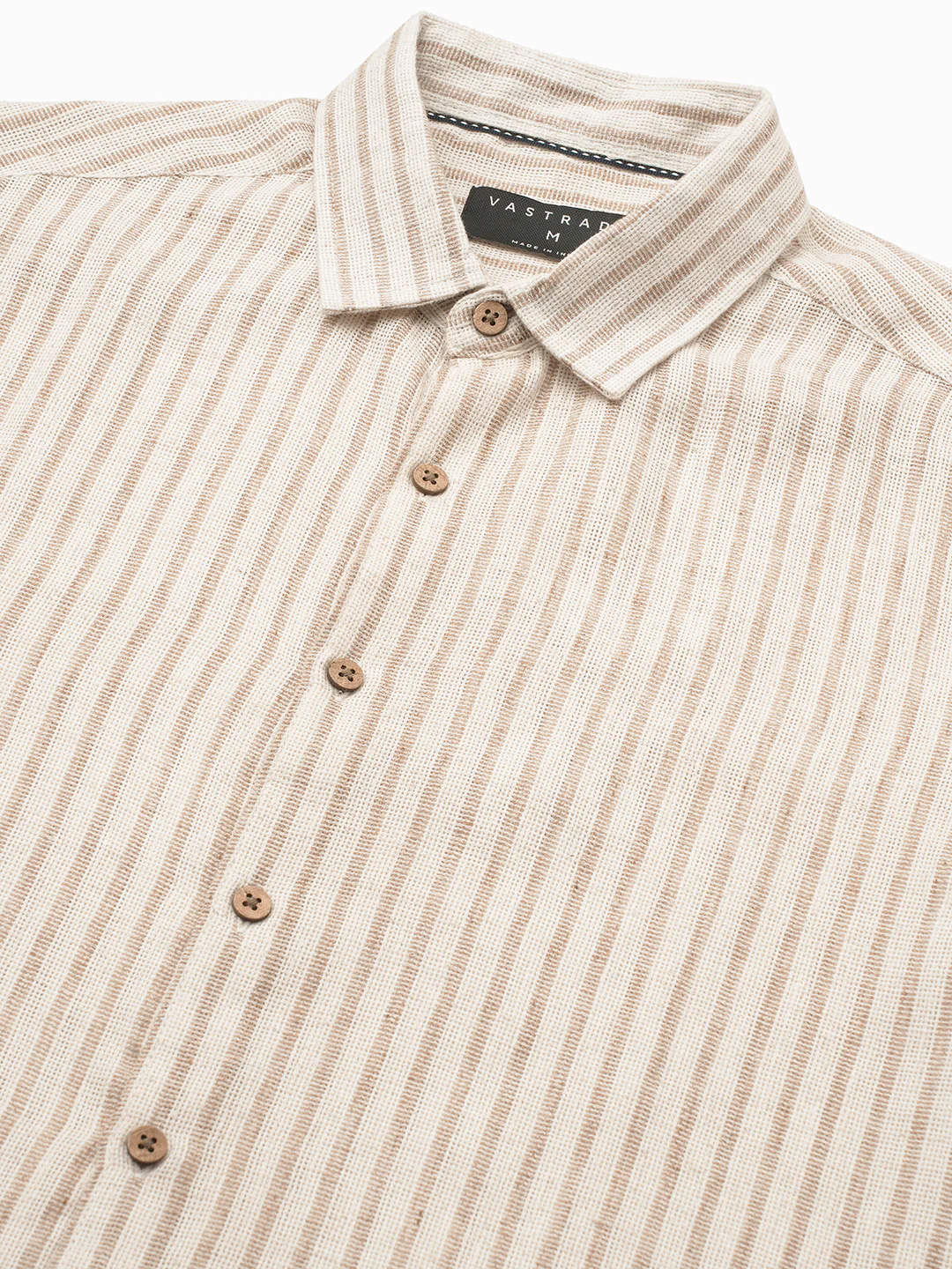 Ivory & Brown Burlap Striped Shirt - Image 3