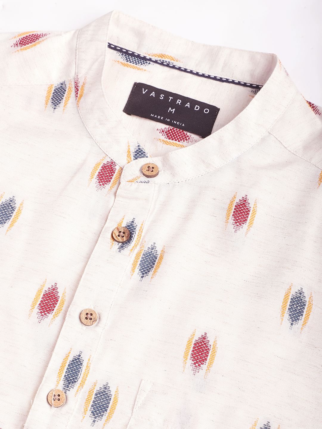 Ivory Ikat Textured Linen Kurta - Image 3