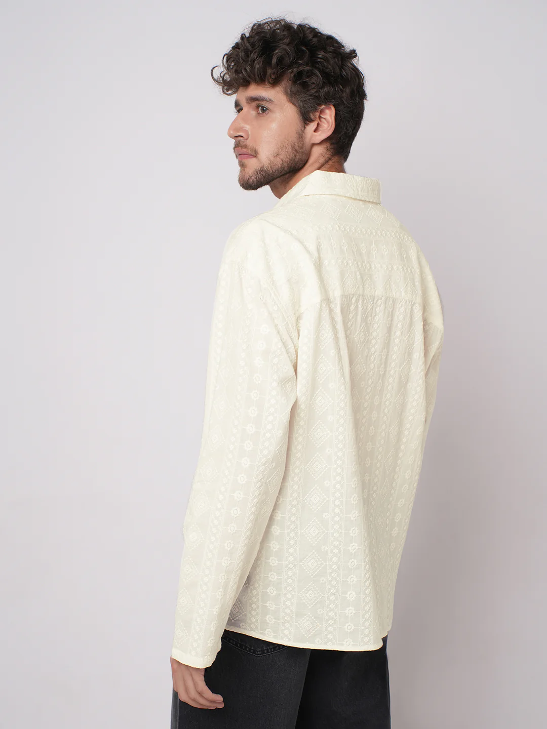 Ivory Meadow Opulent Detail Embroidery Oversized Polo Shirt - Image 7