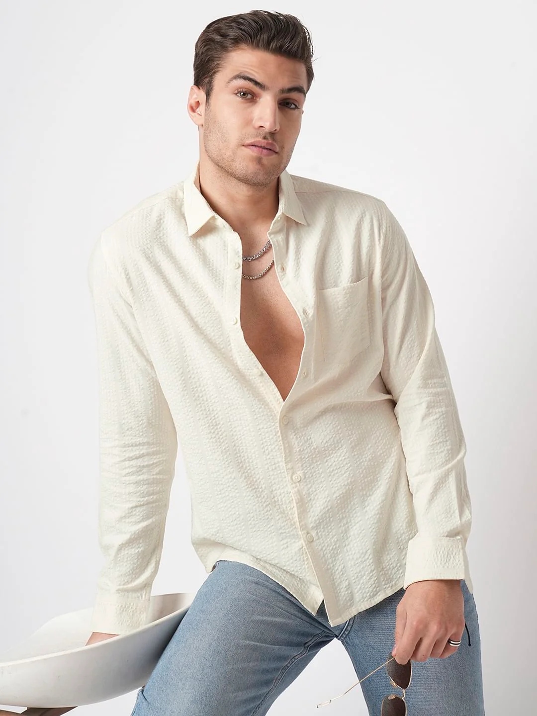 Ivory Seersucker Shirt - Image 2
