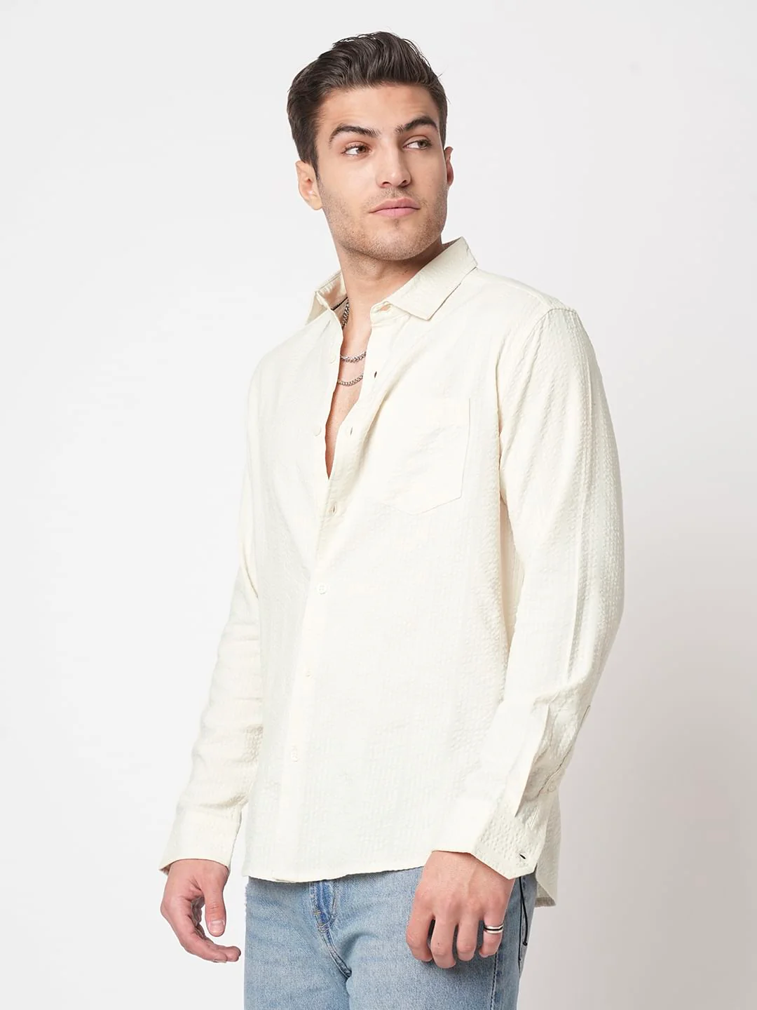 Ivory Seersucker Shirt - Image 5