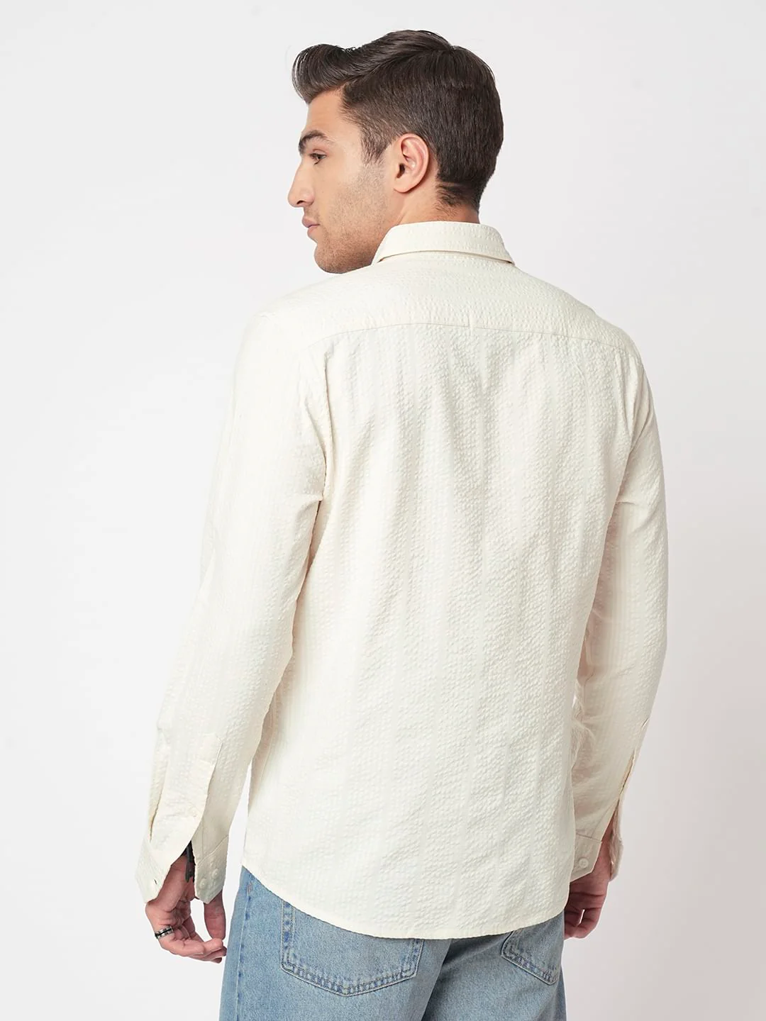 Ivory Seersucker Shirt - Image 6