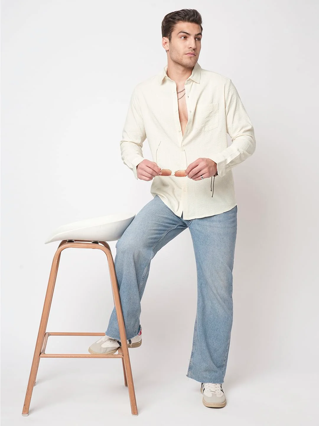 Ivory Seersucker Shirt - Image 7