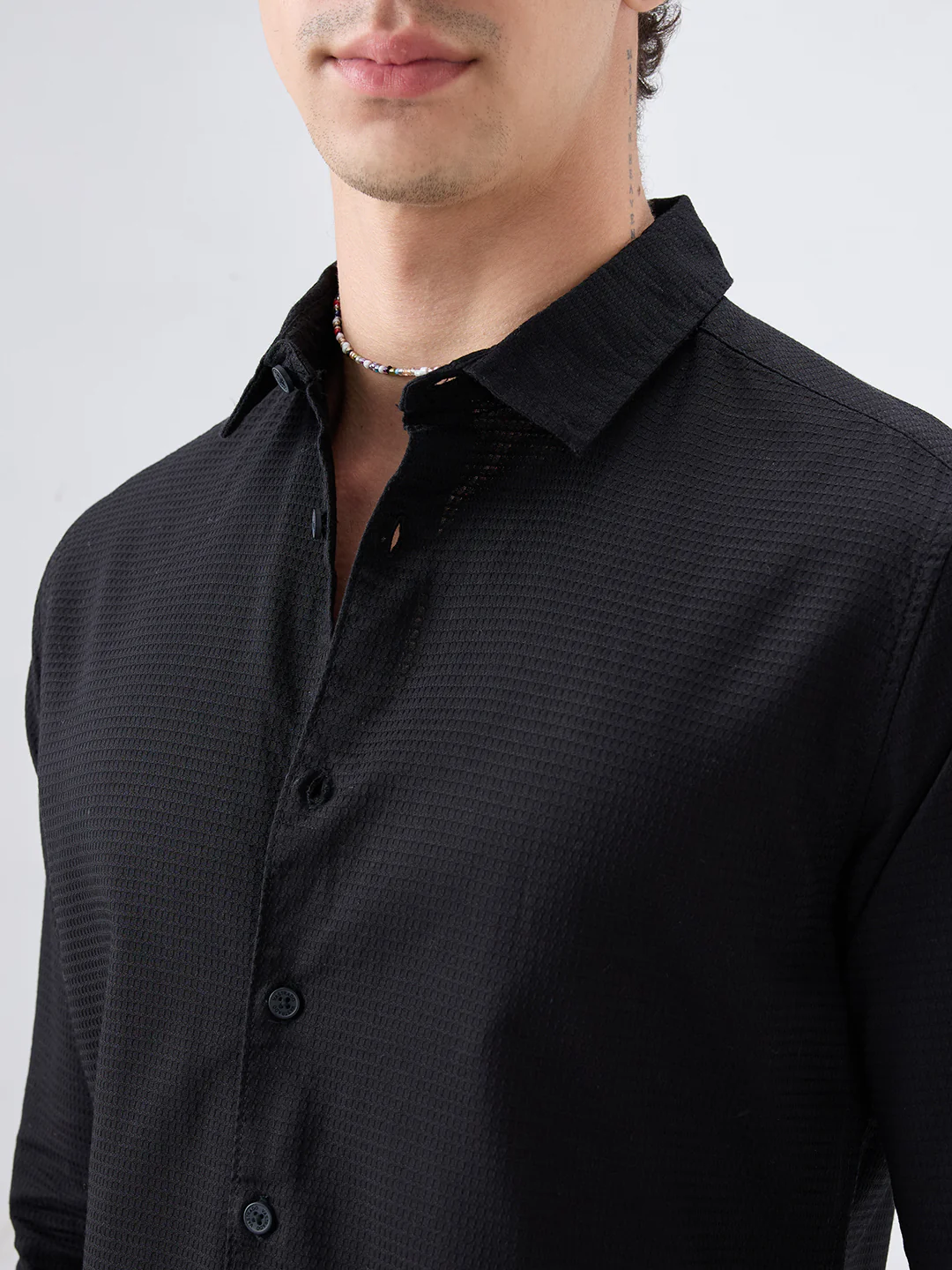Jade Black Textured Knit Shirt - Image 3