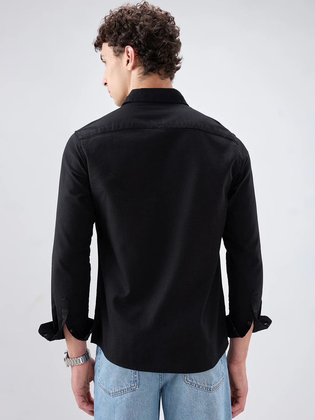 Jade Black Textured Knit Shirt - Image 7