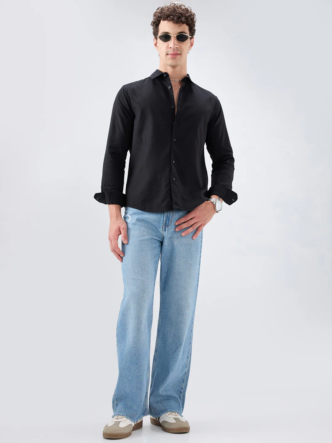 Jade Black Textured Knit Shirt - Image 8