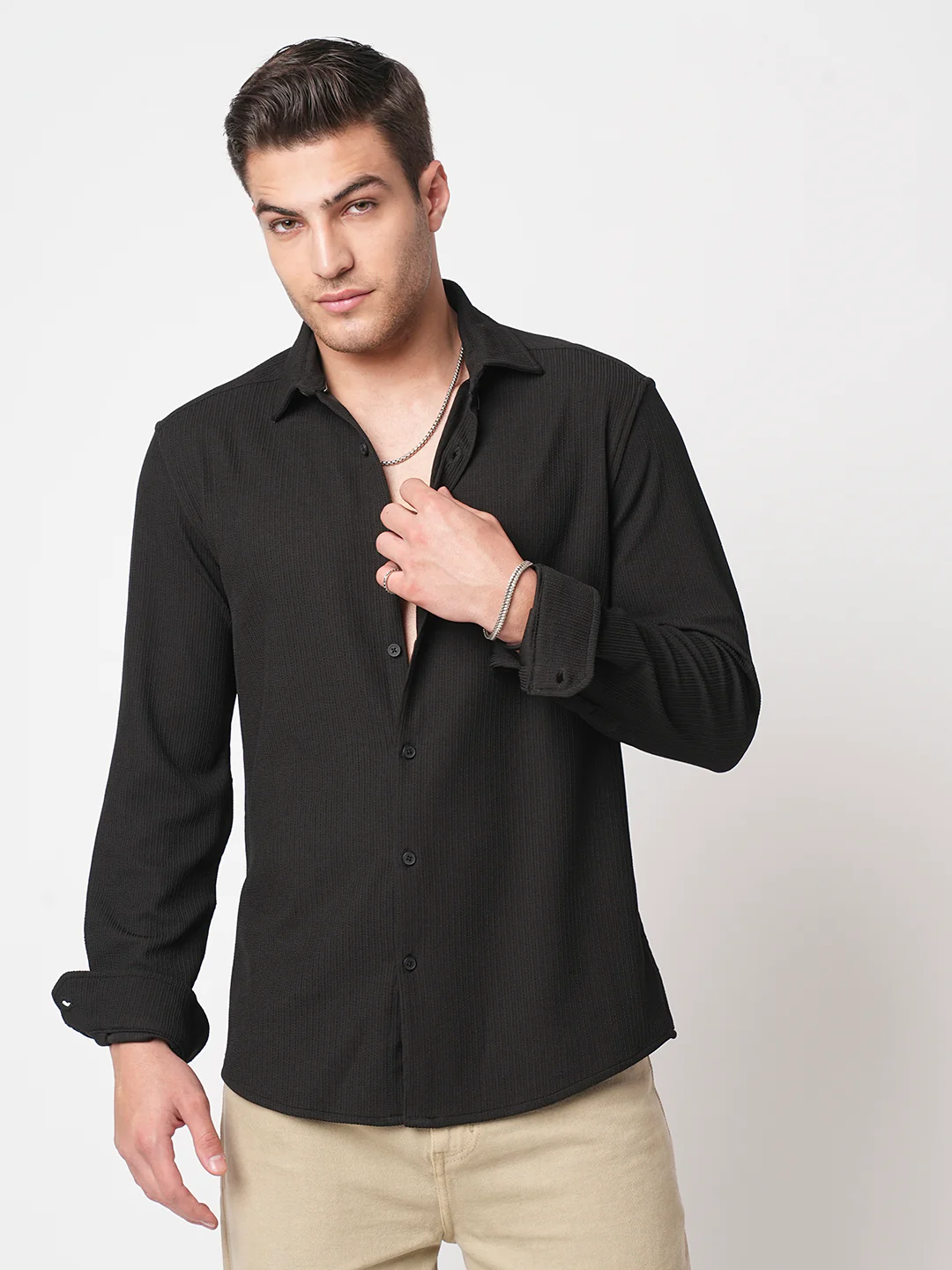 Jade Black Textured Shirt - Image 4