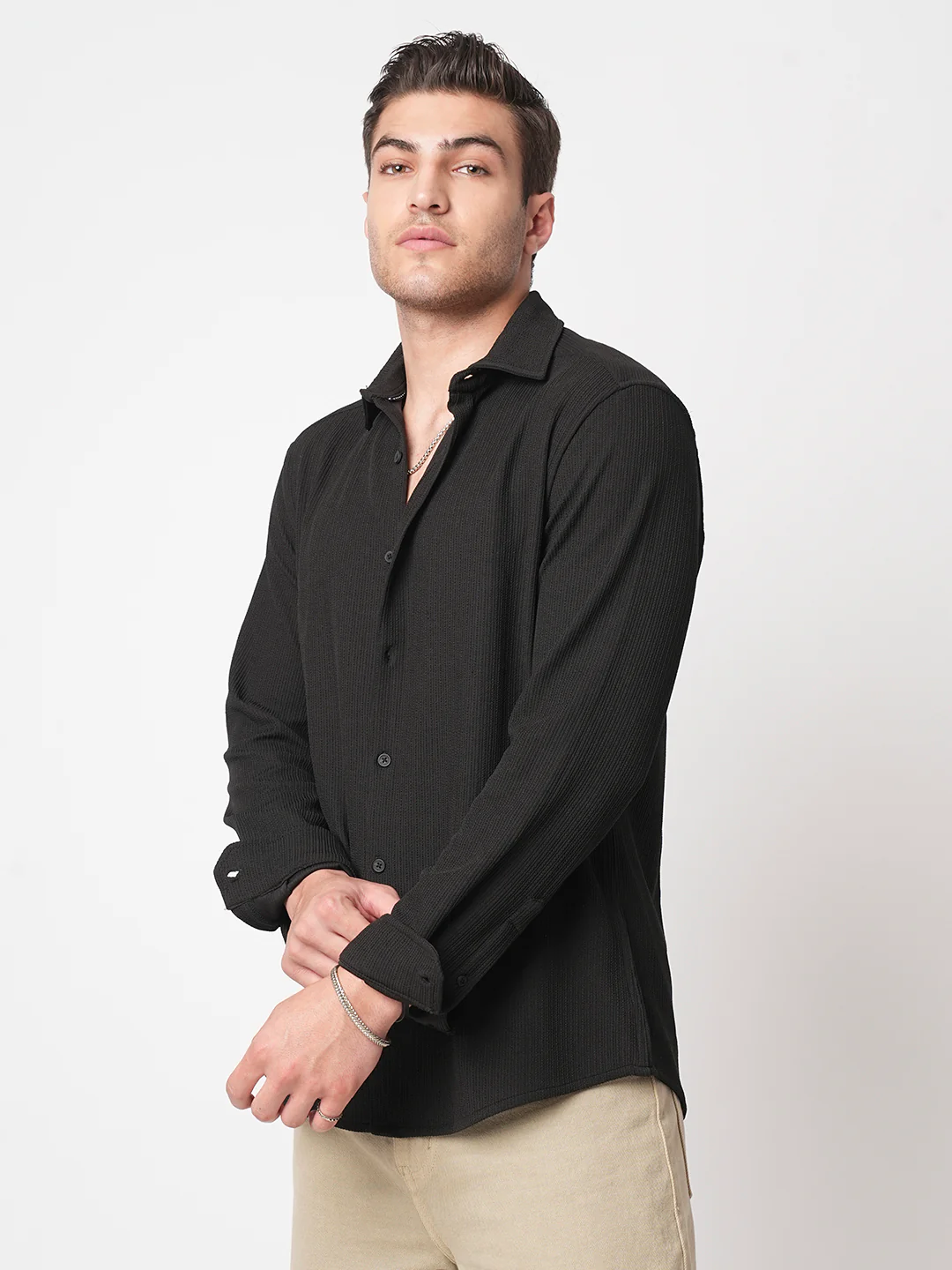 Jade Black Textured Shirt - Image 5