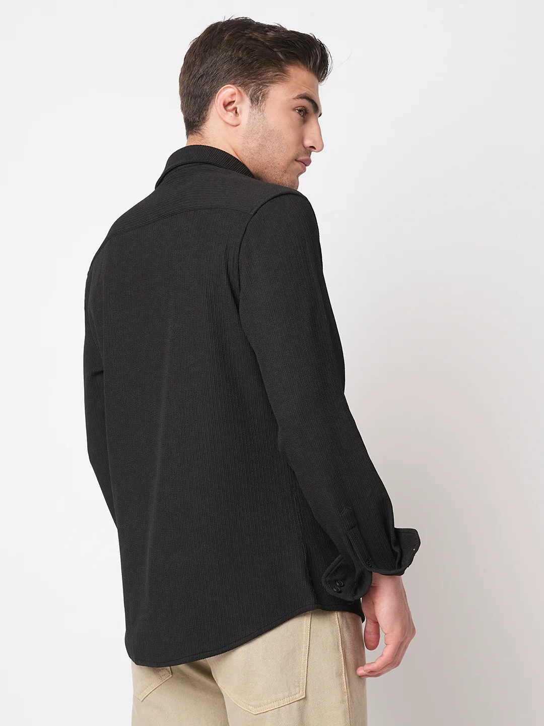 Jade Black Textured Shirt - Image 6
