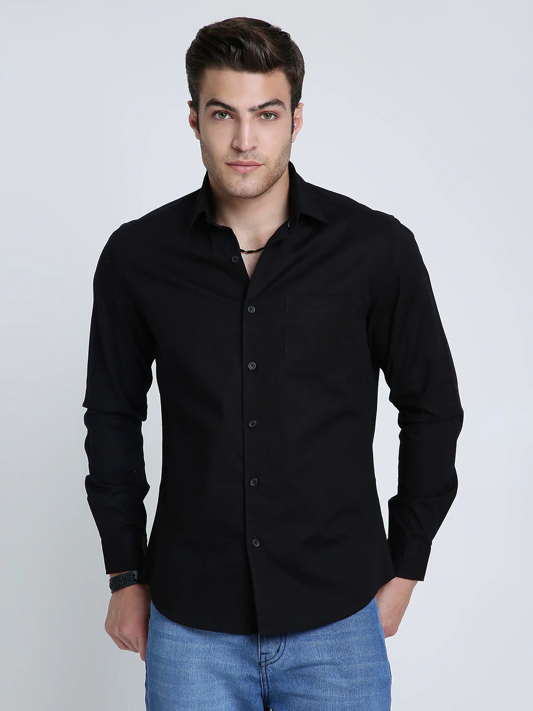 Jet Black Essentials Slub Shirt - Image 3