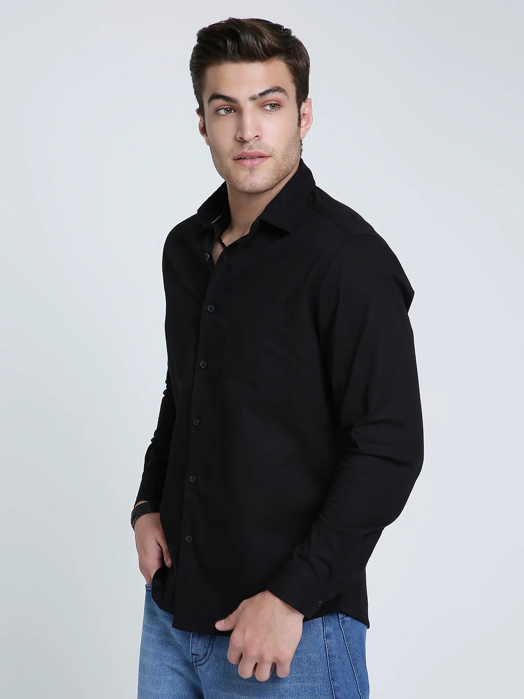 Jet Black Essentials Slub Shirt - Image 4