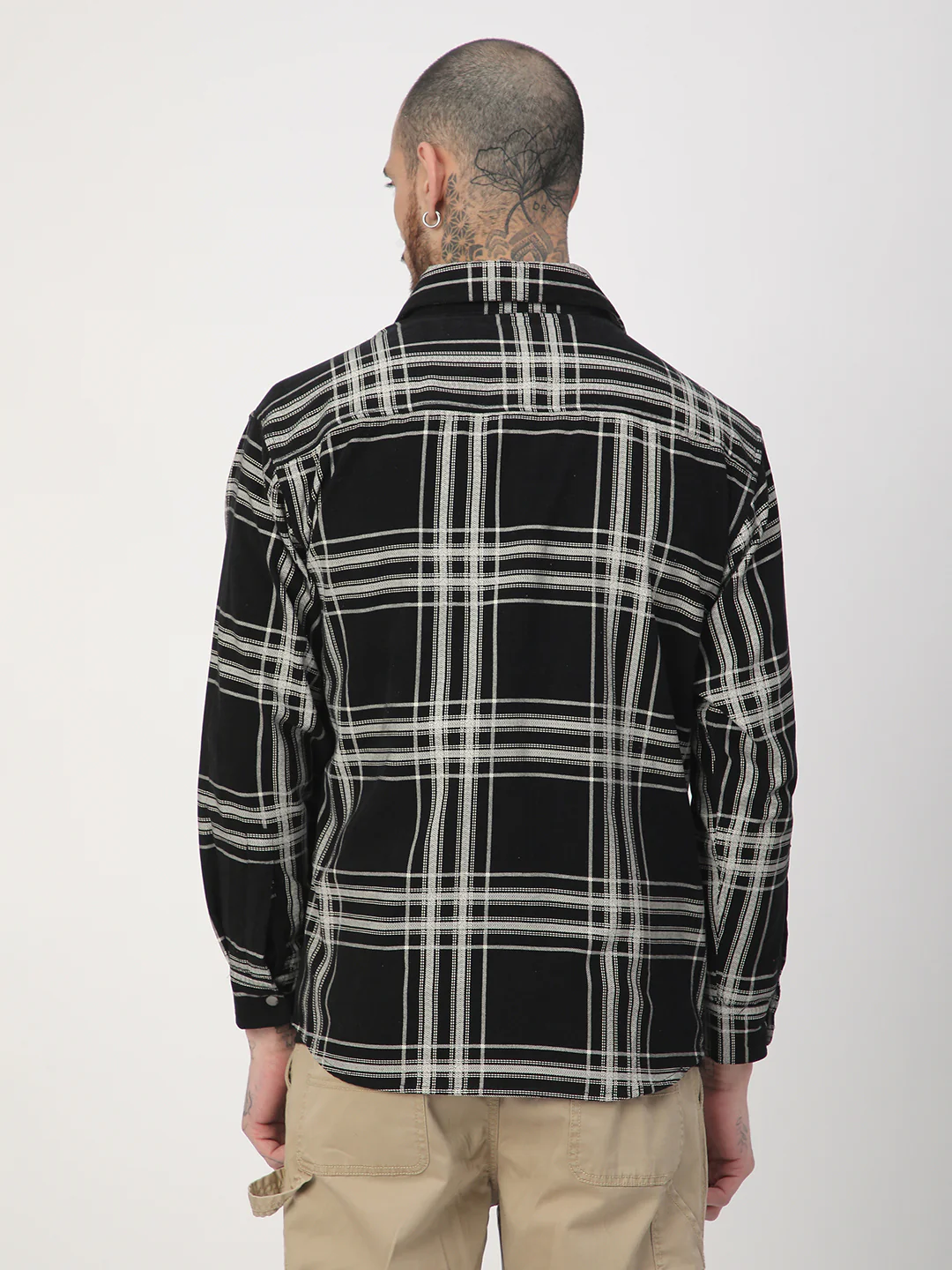 Jet Black & White Checkered Double Pocket Corduroy Overshirt - Image 6