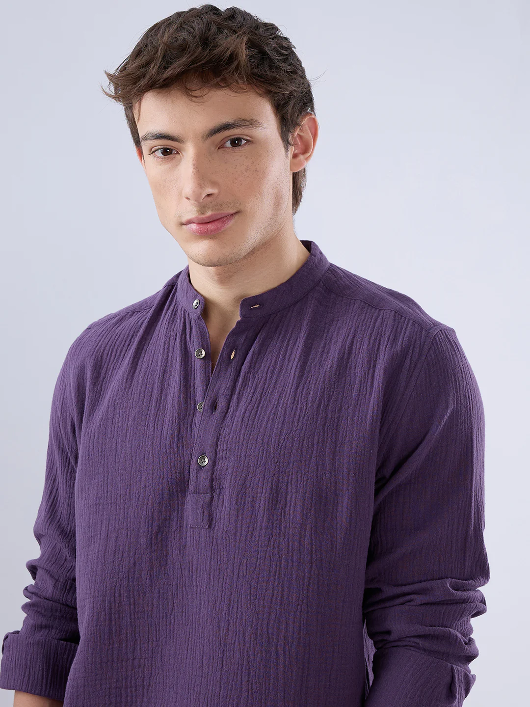 Kalamata Purple Double Cloth Kurta - Image 3