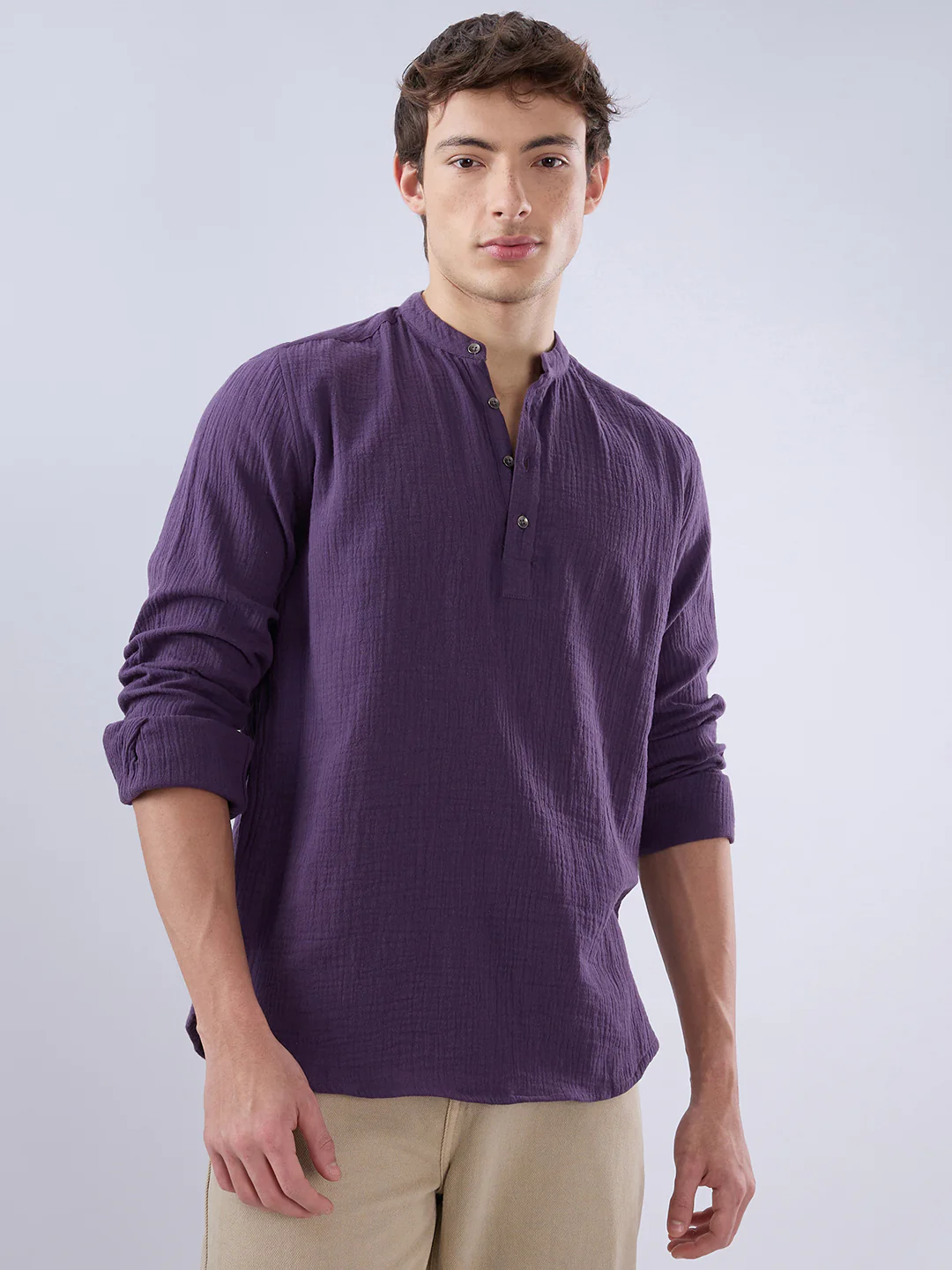 Kalamata Purple Double Cloth Kurta - Image 5