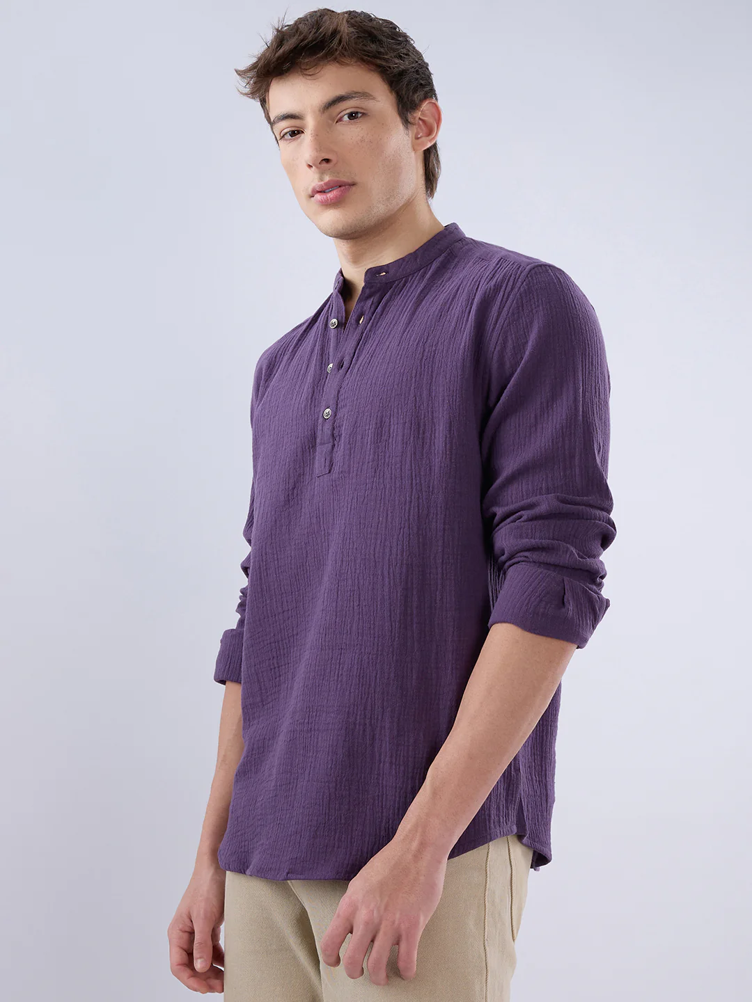 Kalamata Purple Double Cloth Kurta - Image 6
