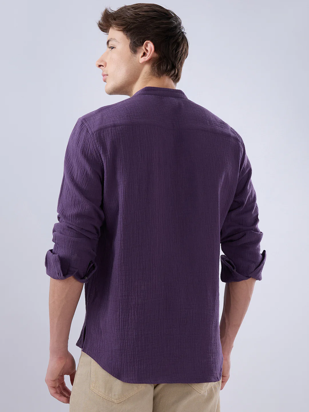 Kalamata Purple Double Cloth Kurta - Image 7
