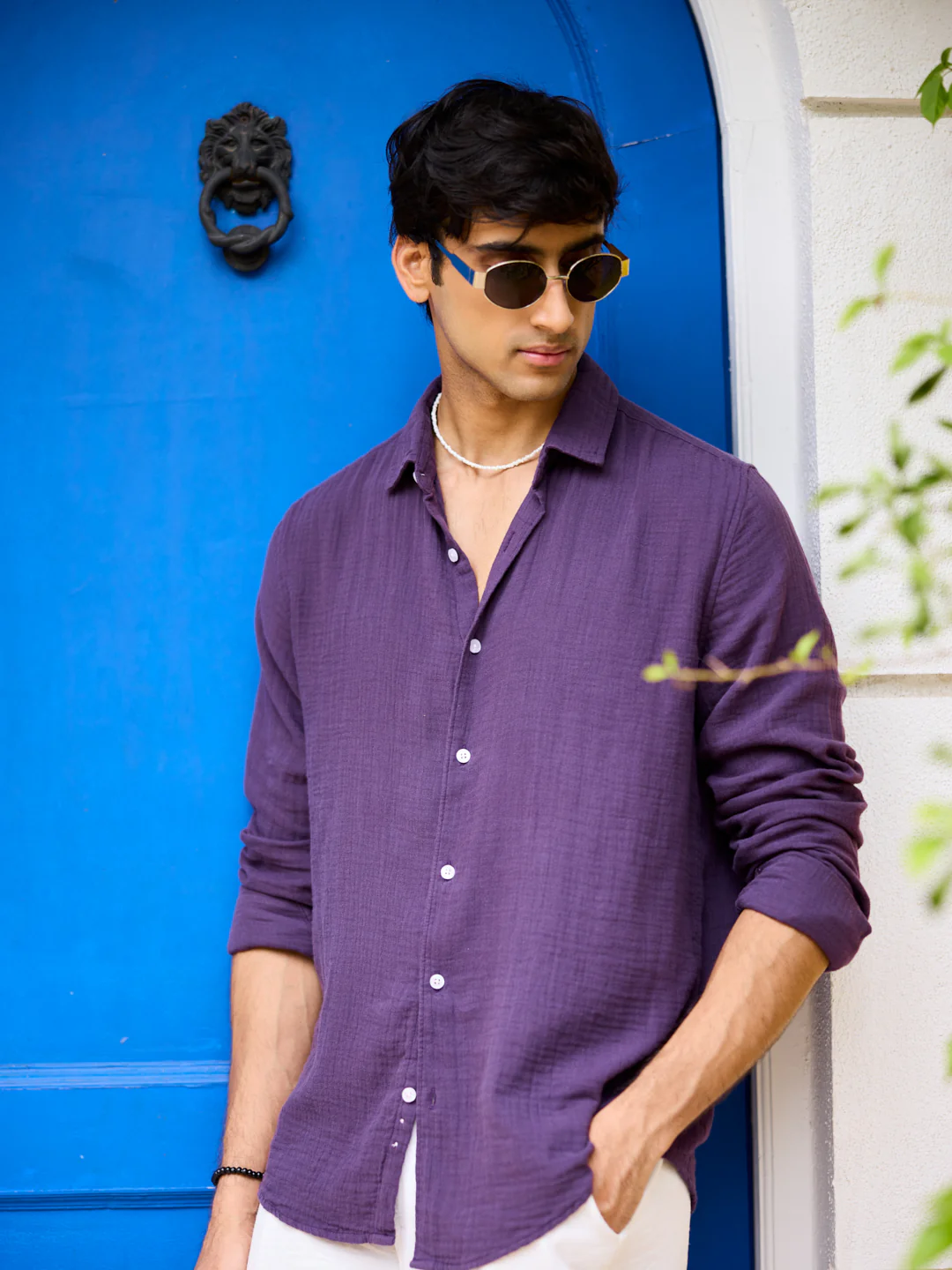 Kalamata Purple Double Cloth Shirt - Image 2
