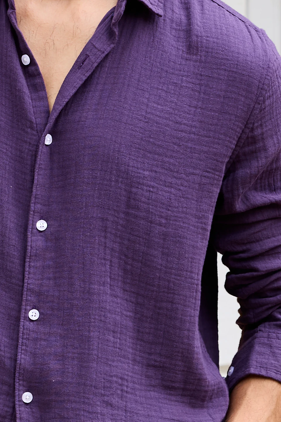 Kalamata Purple Double Cloth Shirt - Image 3