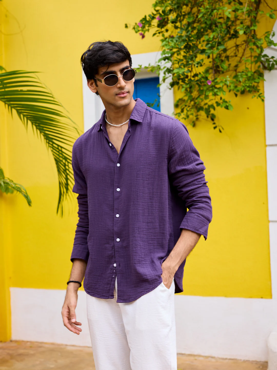 Kalamata Purple Double Cloth Shirt - Image 5