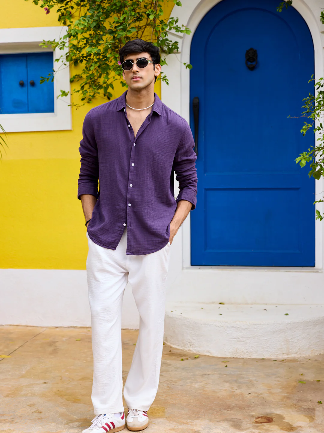 Kalamata Purple Double Cloth Shirt - Image 7