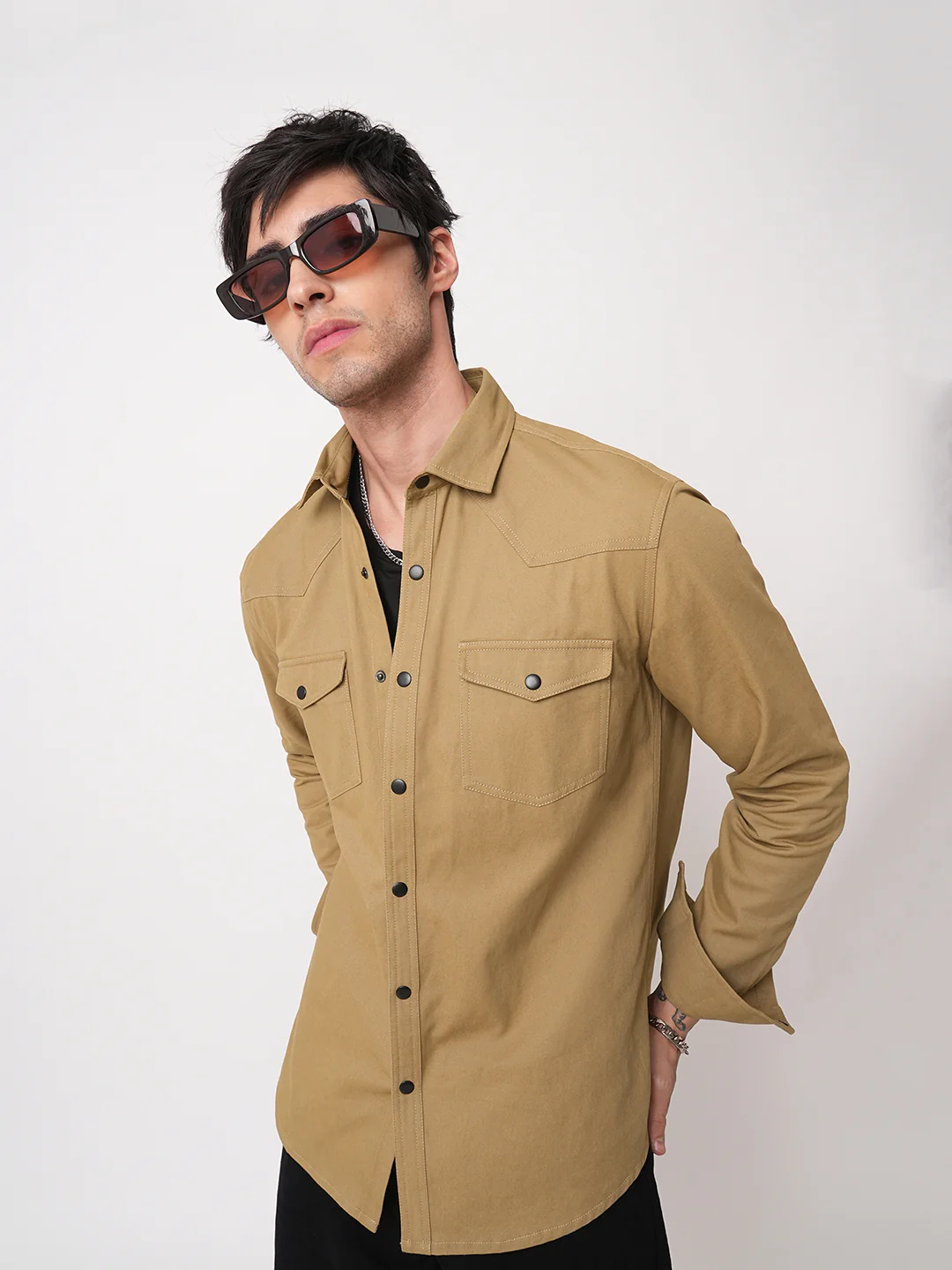 Khaki Double Flap Pocket Overshirt - Image 2