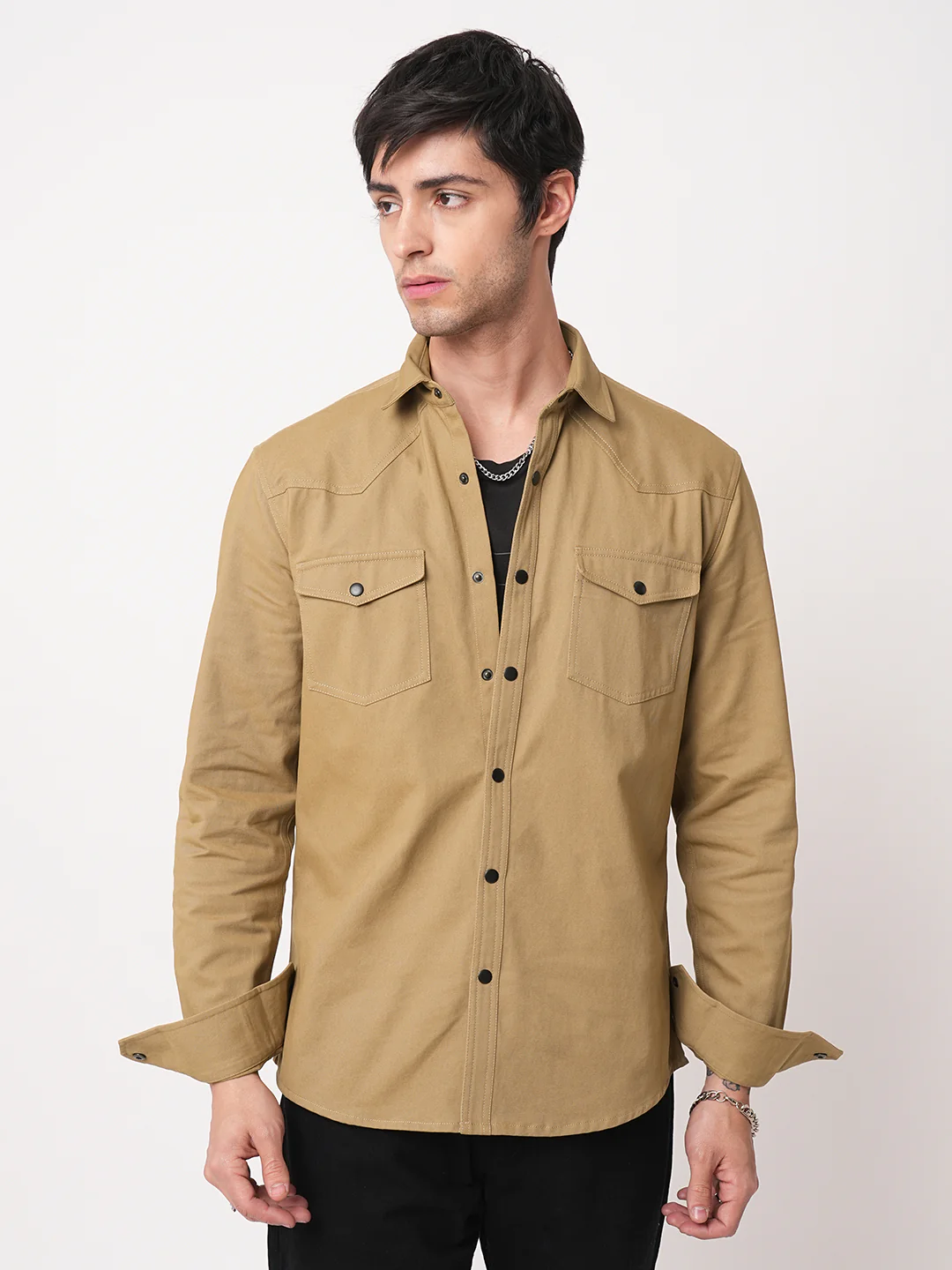 Khaki Double Flap Pocket Overshirt - Image 4