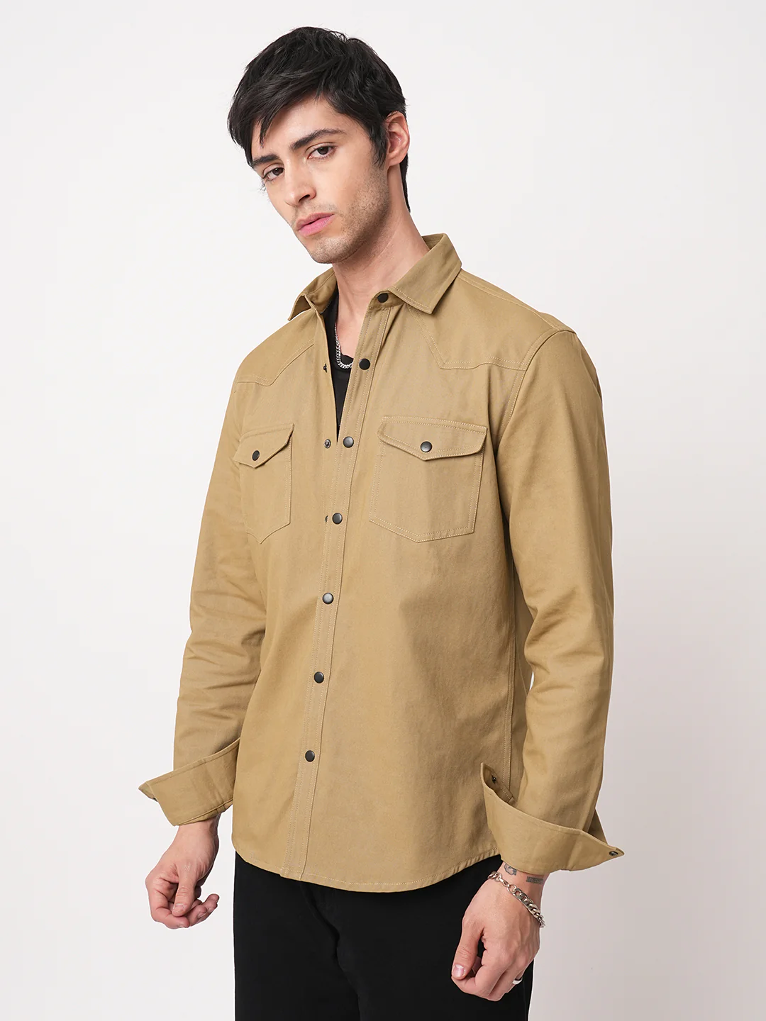 Khaki Double Flap Pocket Overshirt - Image 5