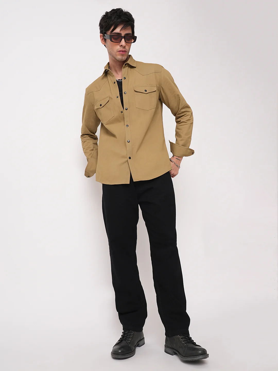 Khaki Double Flap Pocket Overshirt - Image 7