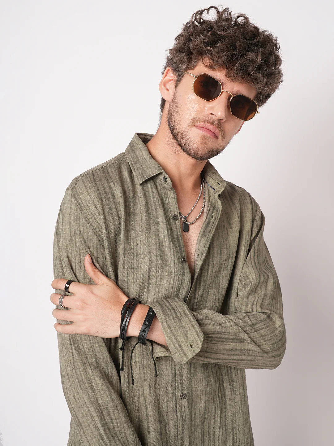 Khaki Sandstone Printed Shirt - Image 2