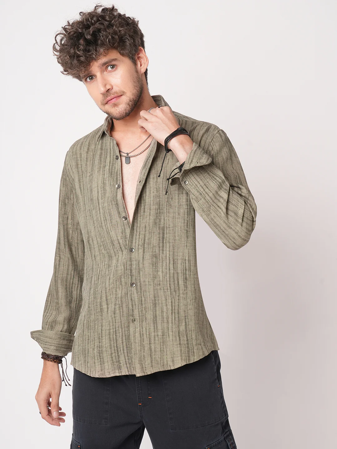 Khaki Sandstone Printed Shirt - Image 4