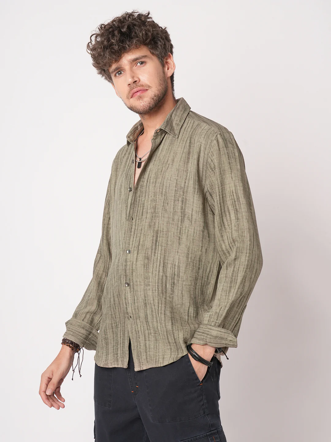 Khaki Sandstone Printed Shirt - Image 5