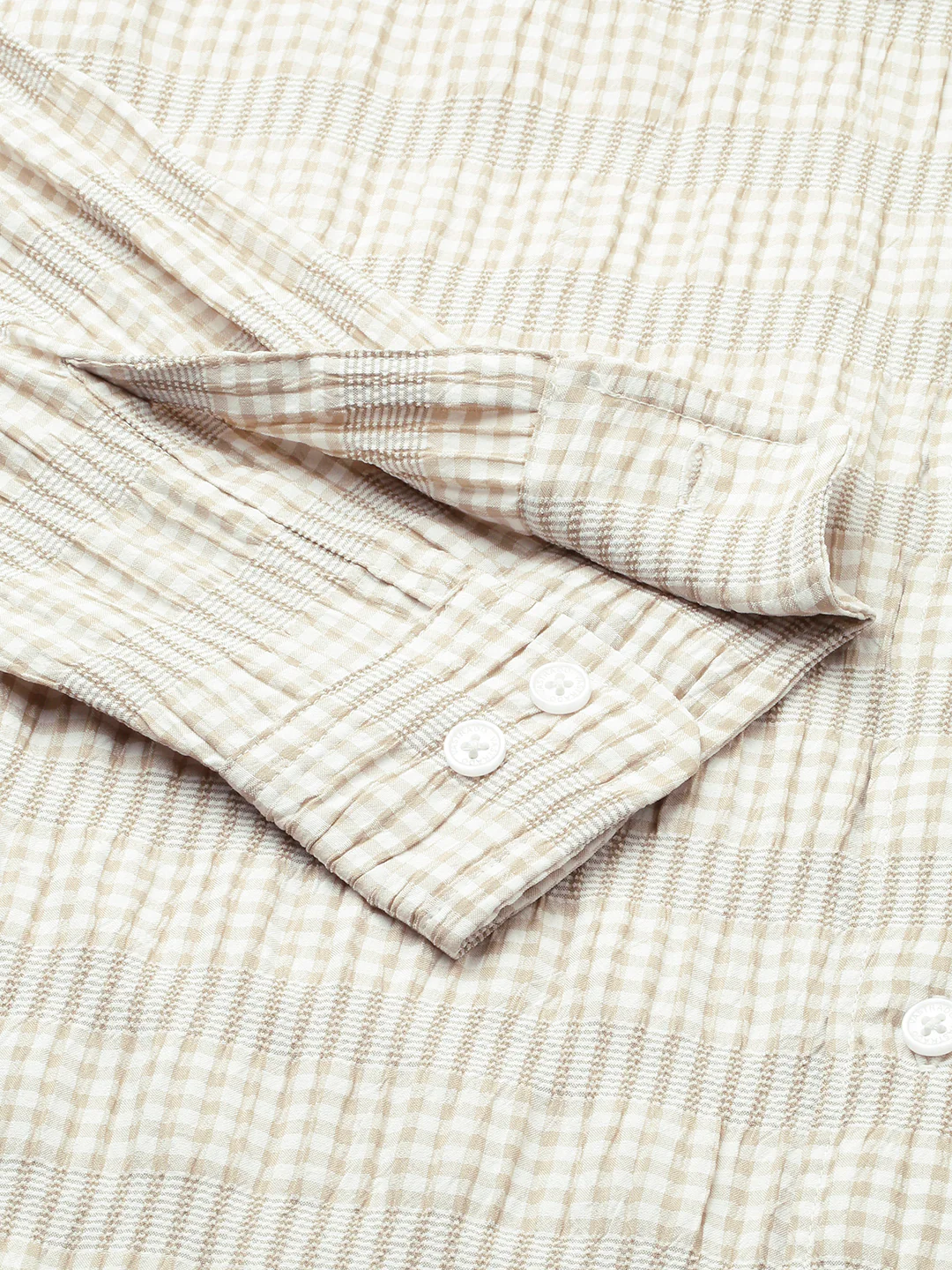 Laurel Green Seersucker Checks Boxy Fit Crop Shirt - Image 8
