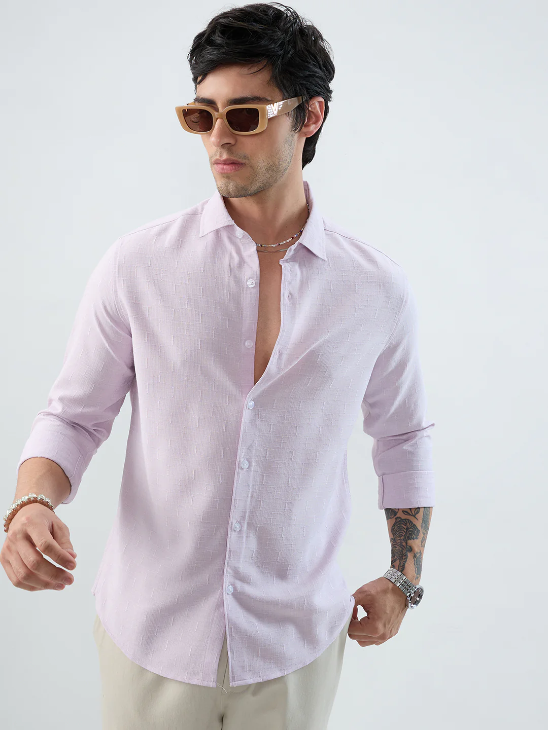 Lavender Intricate Textured Weave Everyday Shirt - Image 2