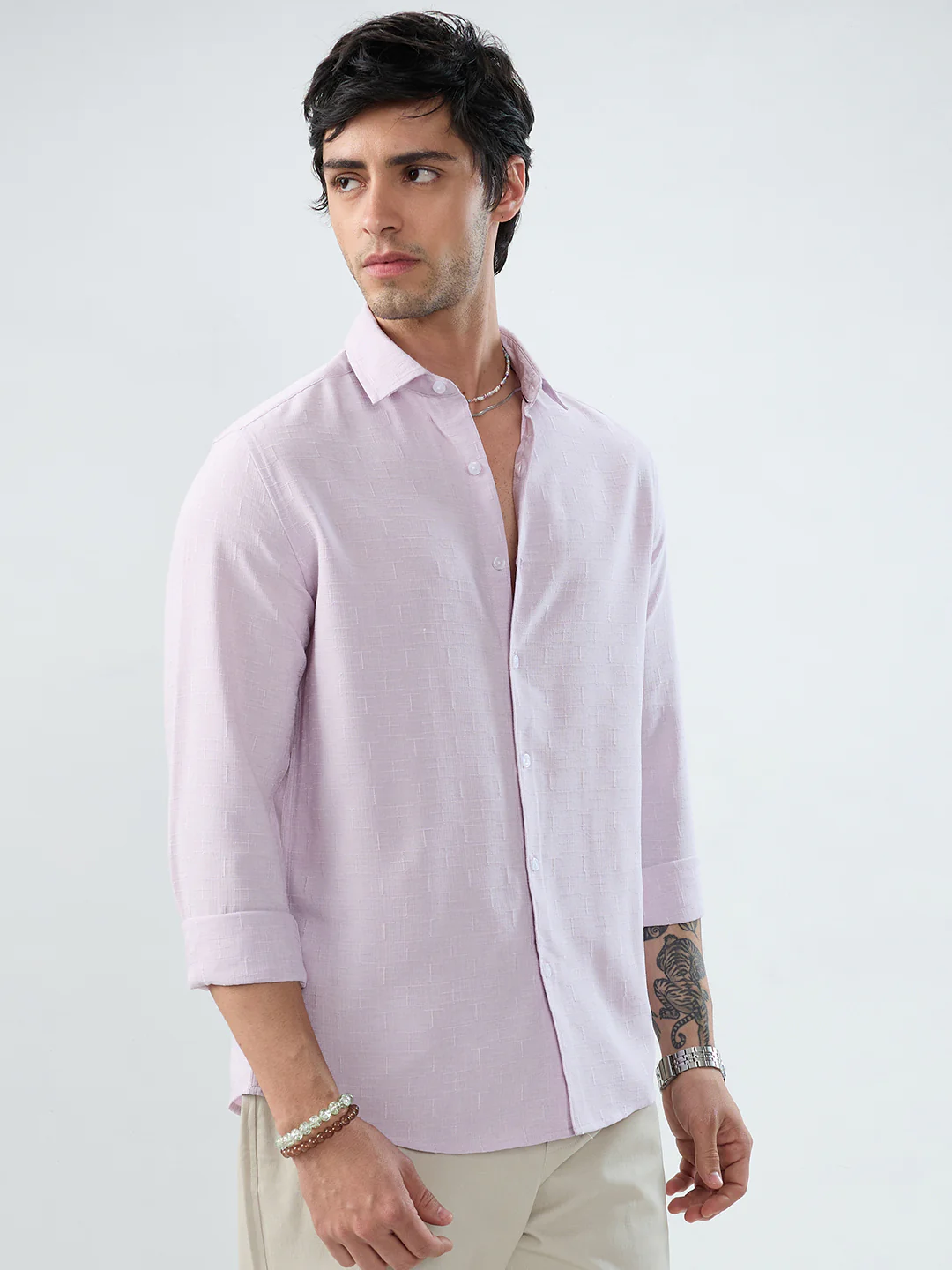 Lavender Intricate Textured Weave Everyday Shirt - Image 6