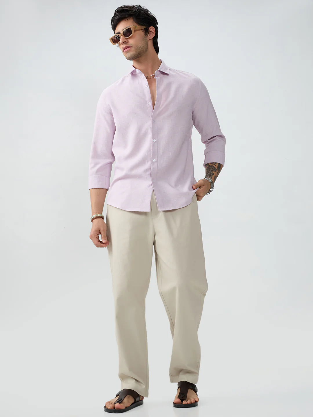 Lavender Intricate Textured Weave Everyday Shirt - Image 8