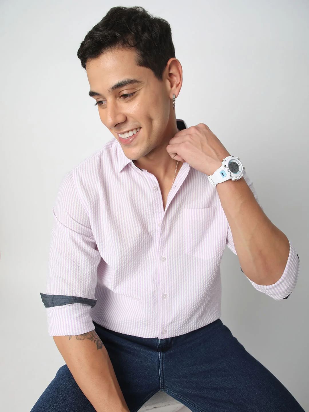 Lavender Striped Seersucker Shirt - Image 2