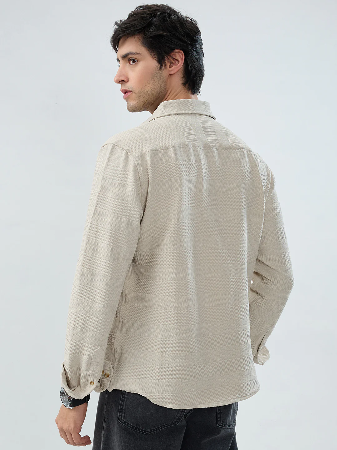 Light Beige Wavy Weave Shirt - Image 6
