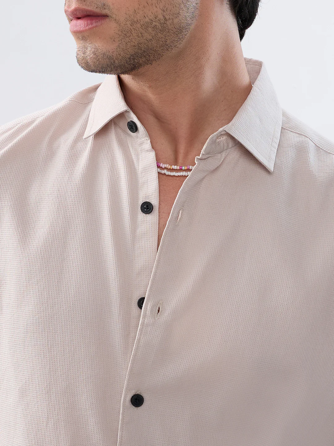 Light Bisque Beige Subtle Emboss Essential Shirt - Image 3