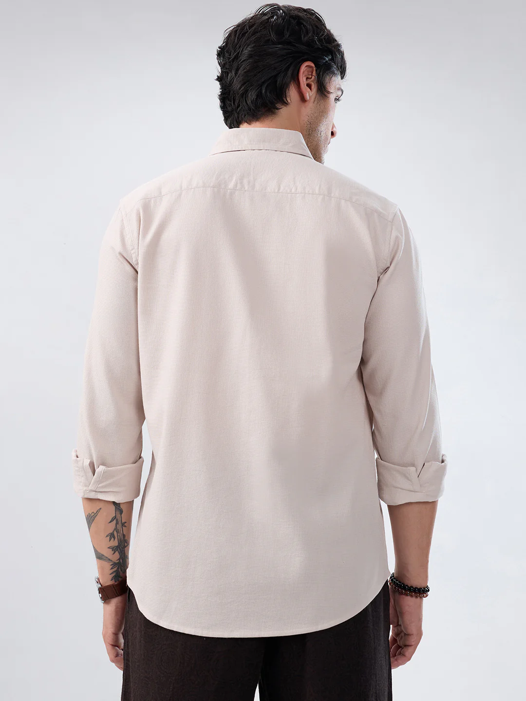 Light Bisque Beige Subtle Emboss Essential Shirt - Image 6