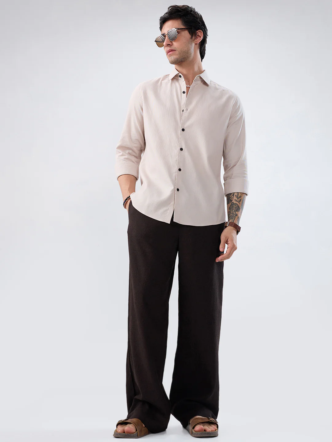 Light Bisque Beige Subtle Emboss Essential Shirt - Image 7