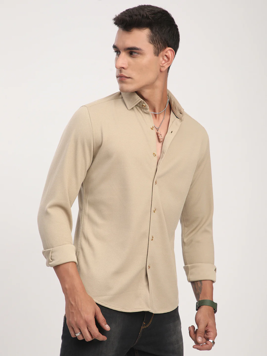 Light French Beige Waffle Shirt - Image 5