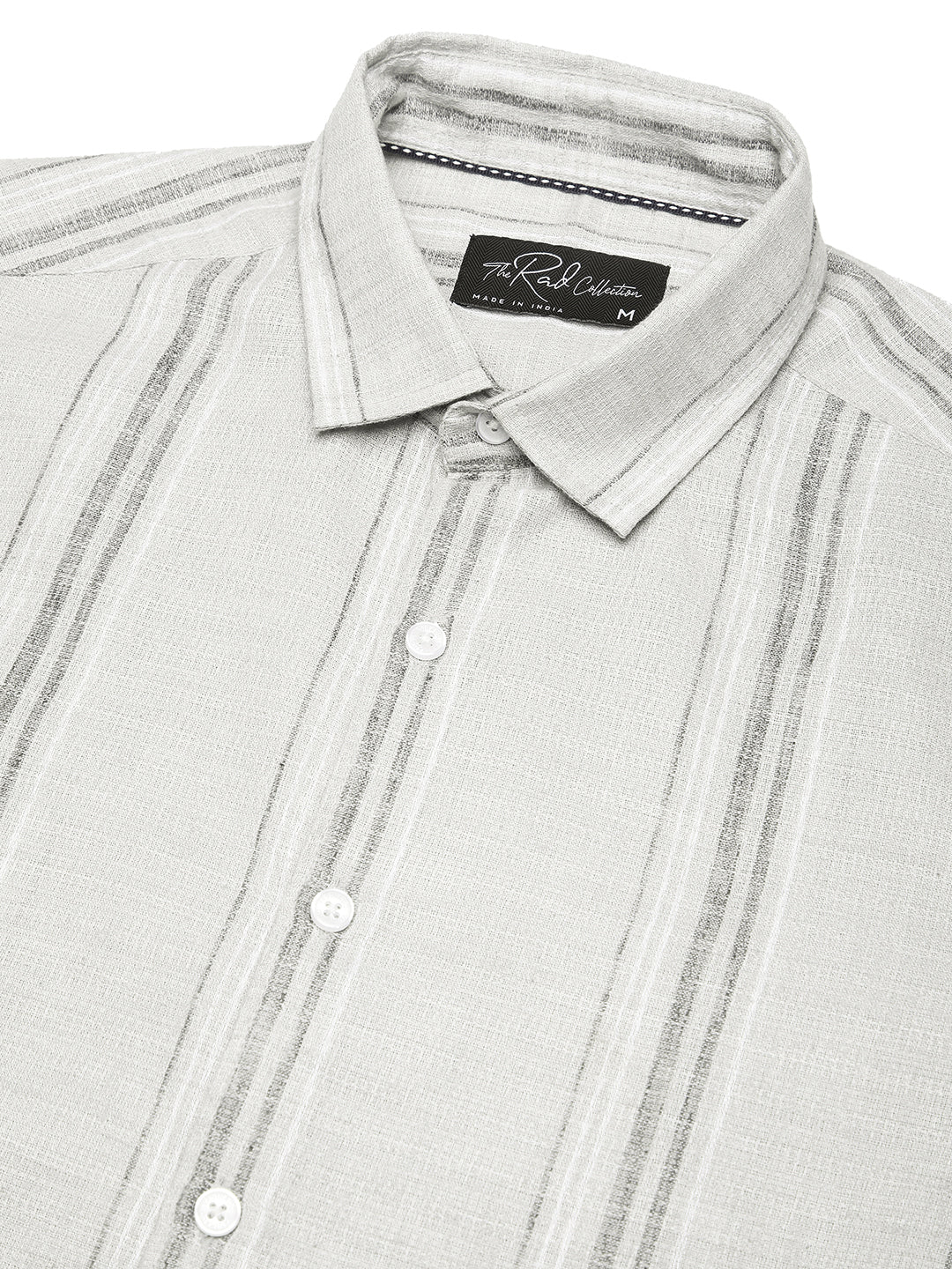 Light Grey Marine Mist Striped Linen Blend Shirt - Image 3