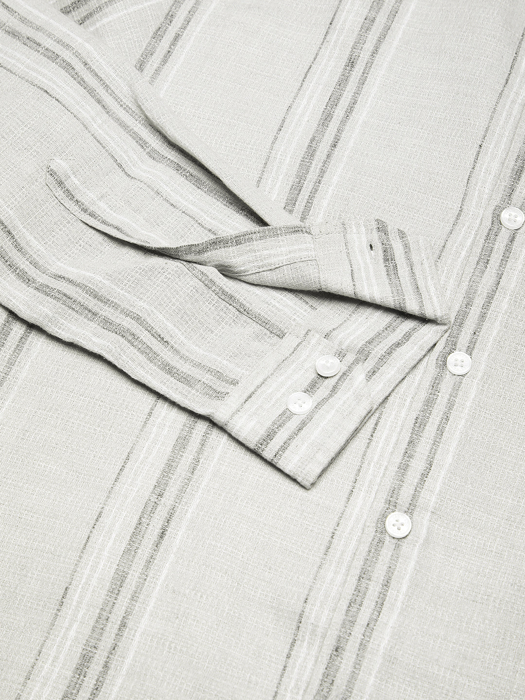 Light Grey Marine Mist Striped Linen Blend Shirt - Image 8