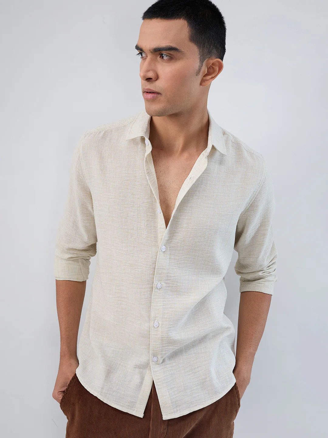 Light Pista Green Crinkled Textured Shirt - Image 4