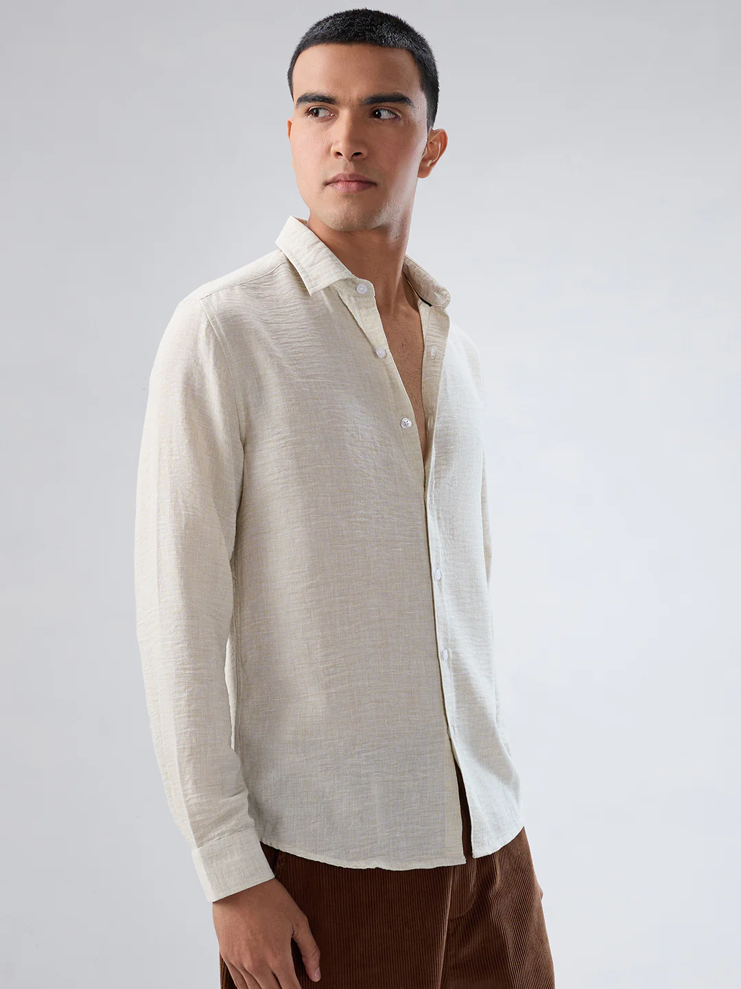 Light Pista Green Crinkled Textured Shirt - Image 5
