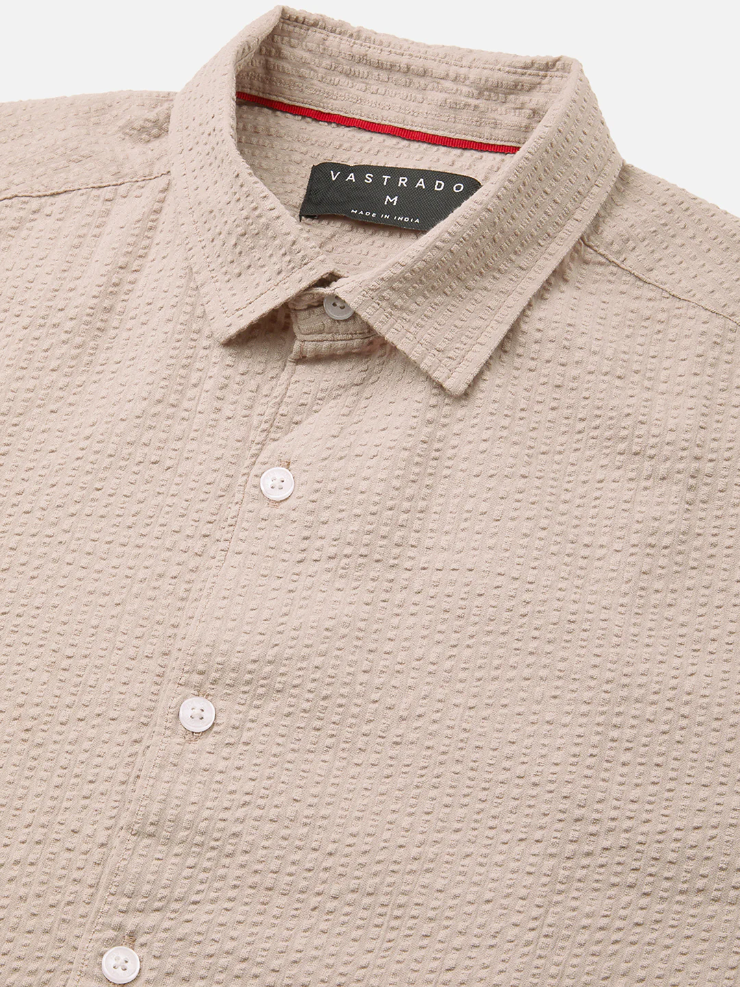 Light Taupe Brown Seersucker Shirt - Image 3