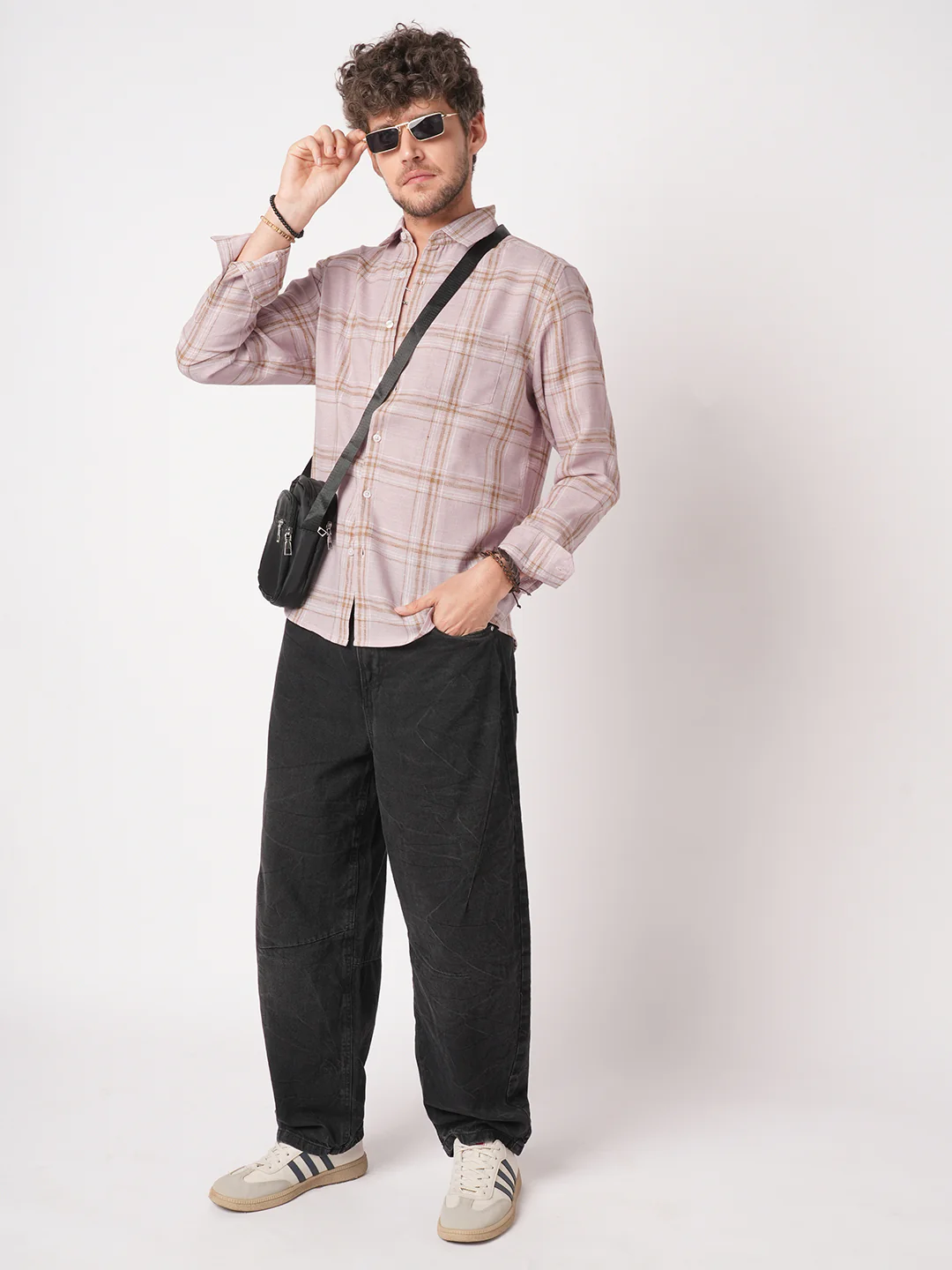 Lilac Luster Plaid Checks Linen Blend Shirt - Image 8