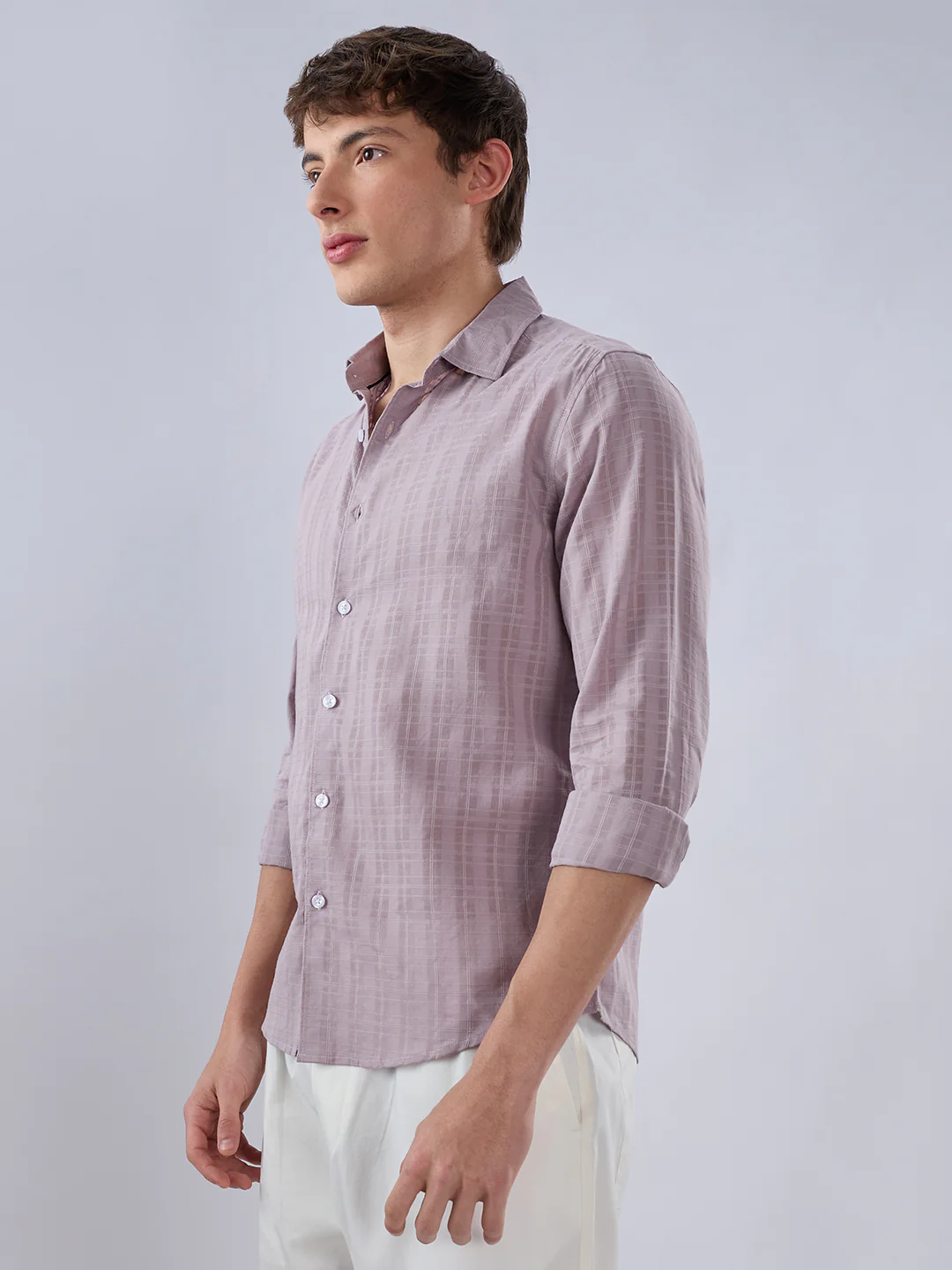 Lilac Luster Textured Sheer Checks Shirt - Image 6