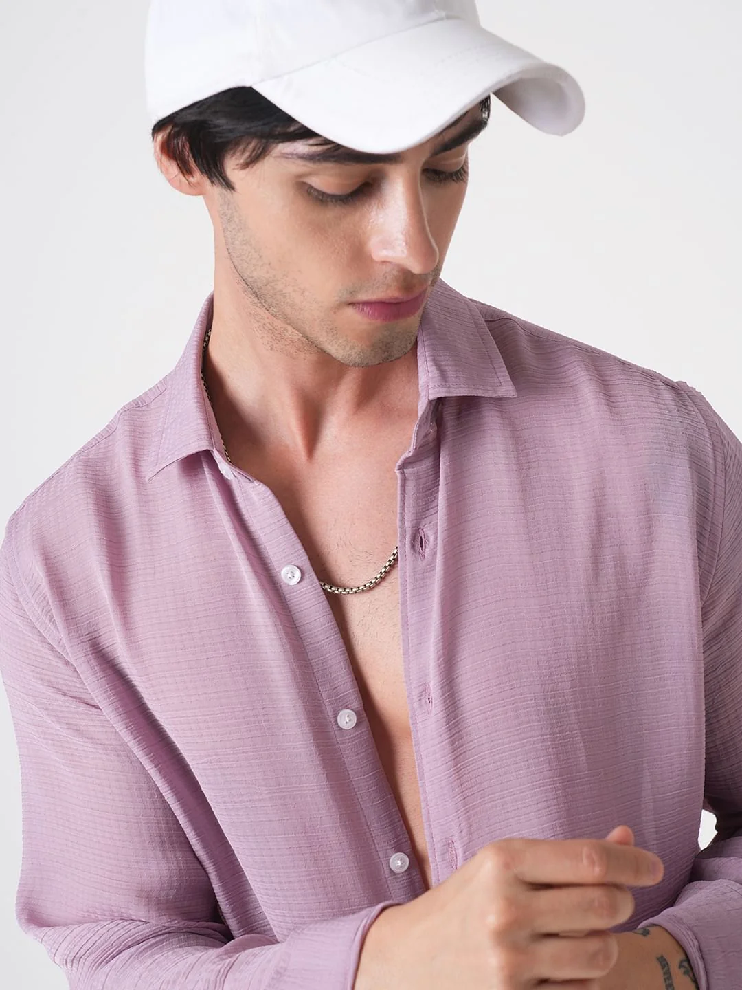 Lilac Textured Chiffon Shirt - Image 3