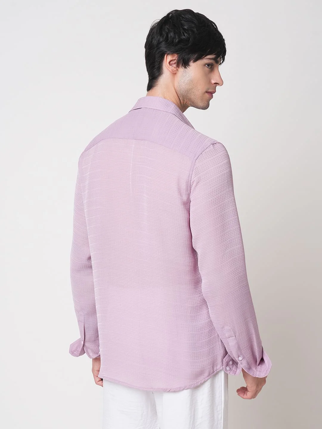Lilac Textured Chiffon Shirt - Image 8
